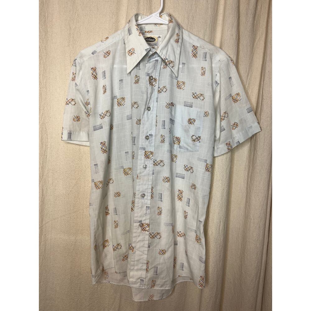 1970s Mohawk Light Blue Western Rodeo Yellowestone Disco Dagger Collar Shirt M